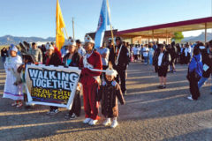 10 Years Ago: On the cool, windy Friday morning of May 14, a group of about 150 walkers stretched and warmed up for what would be a 19-mile trek from the junction of Colorado Highways 160 and 491 to the Four Corners Monument. This was the 14th year of the Walking Together for Healthier Nations. Southern Ute Council Lady Marjorie Borst spoke of the importance of maintaining a healthy lifestyle. Borst was one of the original organizers for the Southern Ute diabetes program and aided in the walk years ago.
This photo was first published in the May 21, 2010, issue of The Southern Ute Drum.