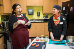 Together, Deanna Frost and Rebecca McKibben prepared a delicious meal solely using items made available to the community through the Southern Ute Food Distribution program in Ignacio. They emphasized the importance of canned goods and other staples such as pasta for their long shelf life and accessibility during times like these.  