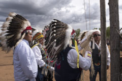 Southern Ute Drum Editor Jeremy Wade Shockley won accolades in the Best Feature Photo category for his photograph made at the Ft. Duchesne Bear Dance titled, “Honoring the flag.” 
