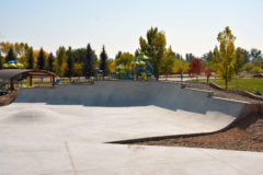 The skate park, located east of the SunUte Community and adjacent to the SunUte Park is rolling towards the Thanksgiving completion date. The Artisan Skateparks construction crew have been working on the skate park, building forms, assembling rebar and pouring concrete; and various sections of the skate park are nearly complete.