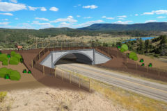 An artist rendering of the new wildlife crossing on US Highway 160 near Chimney Rock and Lake Capote.