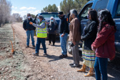 Southern Ute Tribal Council members listen as Vickie Begay, Bureau of Indian Affairs describes the ways that the Dr. Morrison Canal can be tested at alternating sites along the infrastructure.  