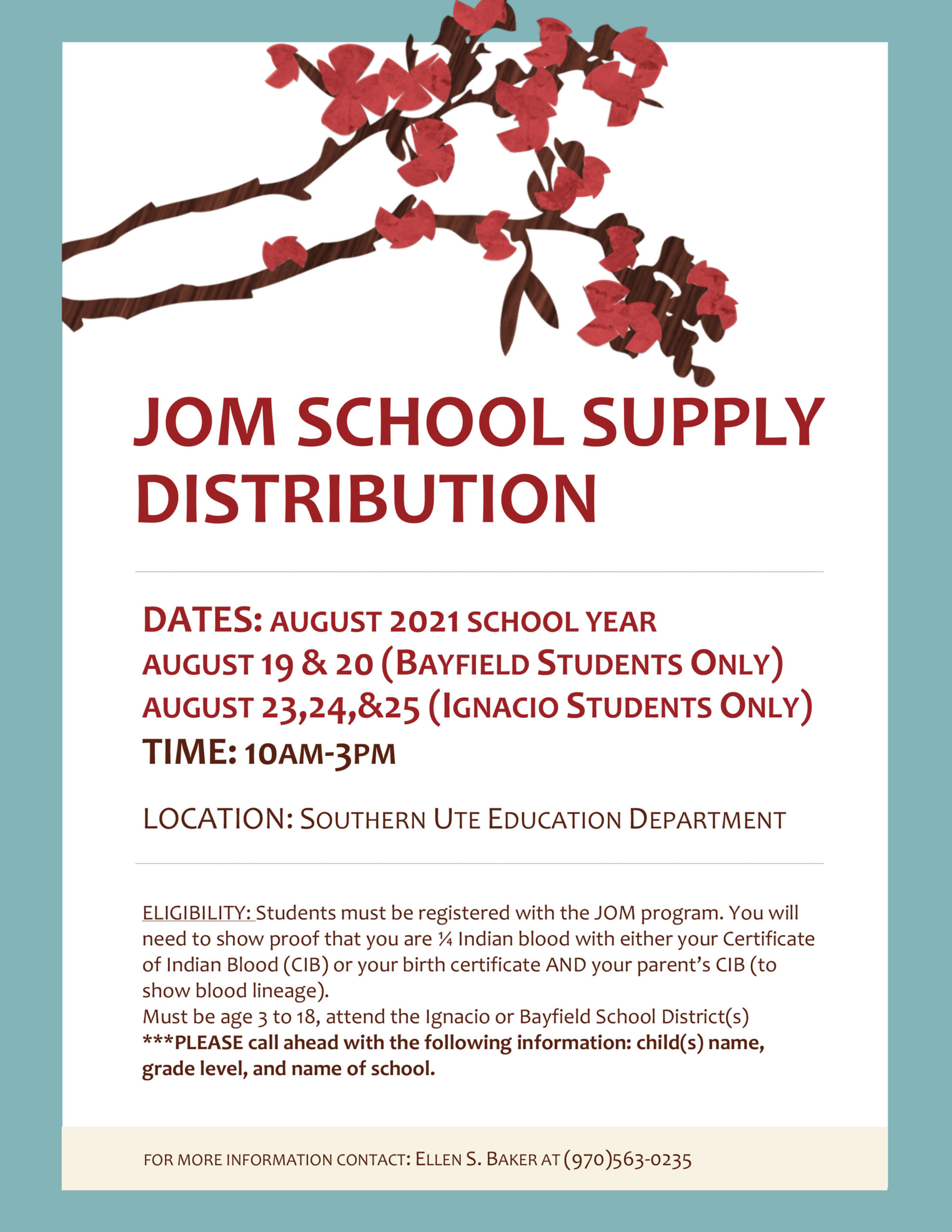 The Southern Ute Drum JOM School Supply Distribution
