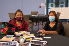 Kree Lopez and Benda Watts share a laugh while attending the Sip, Chat and Chew luncheon on Friday, September 17 at the Multi-Purpose Facility. 