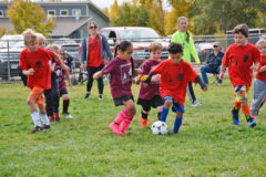 AhKeem Williams tries to keep the ball away from Ember Vigil in head-to-head soccer action Saturday, Oct. 9 in Bayfield. The youth soccer fall season was held at Joe Stephenson Park in Bayfield for five weeks, with teams competing from ages 4 to 12 years old. The youth leagues focused on fun and skill development building towards the next age group.