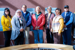 Following their regular meeting, Tuesday, Nov 16. Tribal Council spent time with Retired Navy Veteran and Southern Ute tribal member, Raymond Baker, who currently resides overseas in Italy. The group stands in front the temporary exhibit which featured panels from Baker’s military service with the U.S. Navy. 
