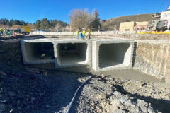 Crews worked on the replacement of aged metal culverts with new pre-cast concrete box culverts under US 160 at San Juan/Main Street and S. 6th Street.