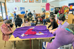 SUIMA’s Culture Day on Friday, Feb. 4, included Tim Ryder helping the elementary boys make their own drumsticks while the girls learned to tie fringe onto a shawl.