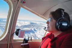 Southern Ute Tribal Water Attorney, Lisa Yellow Eagle gets an arial view of Lake Nighthorse on Saturday, March 12. Yellow Eagle was invited to be a passenger as part of the Colorado River Overflight Project. 