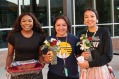 Ignacio High School seniors Lexy Young, Monika Lucero, and Avaleena Nanaeto share a smile during the Ignacio High School Baccalaureate event on Thursday, May 26. During the baccalaureate, high school seniors are recognized for their academic and athletic achievements throughout the duration of their public-school education, including the announcement of commitment to secondary schools and scholarships. Attendees celebrated with dessert, potluck style, as well as a heartfelt slideshow which featured each graduating student and their baby photos.  