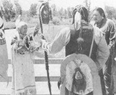 Respected tribal elder Sunshine Smith takes part in the Walk of the Warriors ceremony. This photo first appeared in the May 30, 1992, edition of The Southern Ute Drum. 