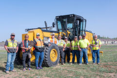 The Tribe has acquired a brand new 2022 Caterpillar 120 AWD motor grader funded by the Tribal Transportation Program, this new equipment will be used to perform routine and preventative maintenance on eligible earthen and gravel roads, the motor grader will be used to reshape and repair deteriorated road sections this summer with support by personnel and additional equipment within the Construction Services Division. On Friday, May 20 the new motor grader received a traditional blessing by tribal elder and previous Tribal Planner, Nathan Strong Elk, afterwards attendees of the motor grader training each had individual in the cab training with Wagner Equipment staff focusing on grading techniques and overall operation of the Caterpillar grader.  