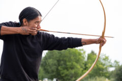 Randolph Scott takes aim with his traditional recurve bow during the annual Archery Challenge hosted by SunUte. The course took archers along the Bear Trail where they had to take aim at a variety of 3D targets.  

 