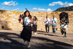 The Acoma Sky City Dancers and Howeya Family Dance Group performed the Corn Dance and other traditional Pueblo dances, Friday, Sept. 23, in the recently constructed amphitheater at Chimney Rock National Monument in honor of the 10th anniversary of the national monument designation.  