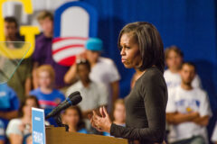10 Years Ago: First lady Michelle Obama addresses attendees during a campaign stop at Fort Lewis College in Durango, Colo. Obama rallied support for President Obama and the Democratic Party before a full house in the Whalen Gymnasium on Wednesday, Oct. 10.
This photo was first published in the Oct. 19, 2012, issue of The Southern Ute Drum.