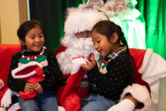 Santa and Mrs. Claus made a guest appearance to hear all the Christmas wishes and hand out stockings full of treats to kids following the Southern Ute Indian Montessori Academy (SUIMA) Christmas Program at the Sky Ute Casino Resort on Saturday, Dec. 17.     