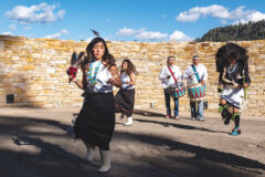 The Acoma Sky City Dancers and Howeya Family Dance Group performed the Corn Dance and other traditional Pueblo dances, Friday, Sept. 23, in the recently constructed amphitheater at Chimney Rock National Monument in honor of the 10th anniversary of the national monument designation.  