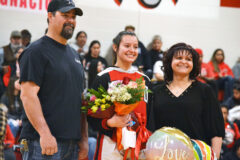 Ignacio's Harmony Reynolds was one of four Lady Bobcat seniors recognized on Senior/Parent Day Saturday afternoon, February 4, inside IHS Gymnasium.  Reynolds then went out and scored a game-high 14 points in IHS' 44-21 win over Bayfield.