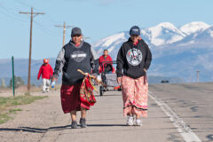 Daisy Frost, MMIR Walk organizer and member of the MMIR of Colorado Task Force walks with Southern Ute Vice Chairman Lorelei Cloud.