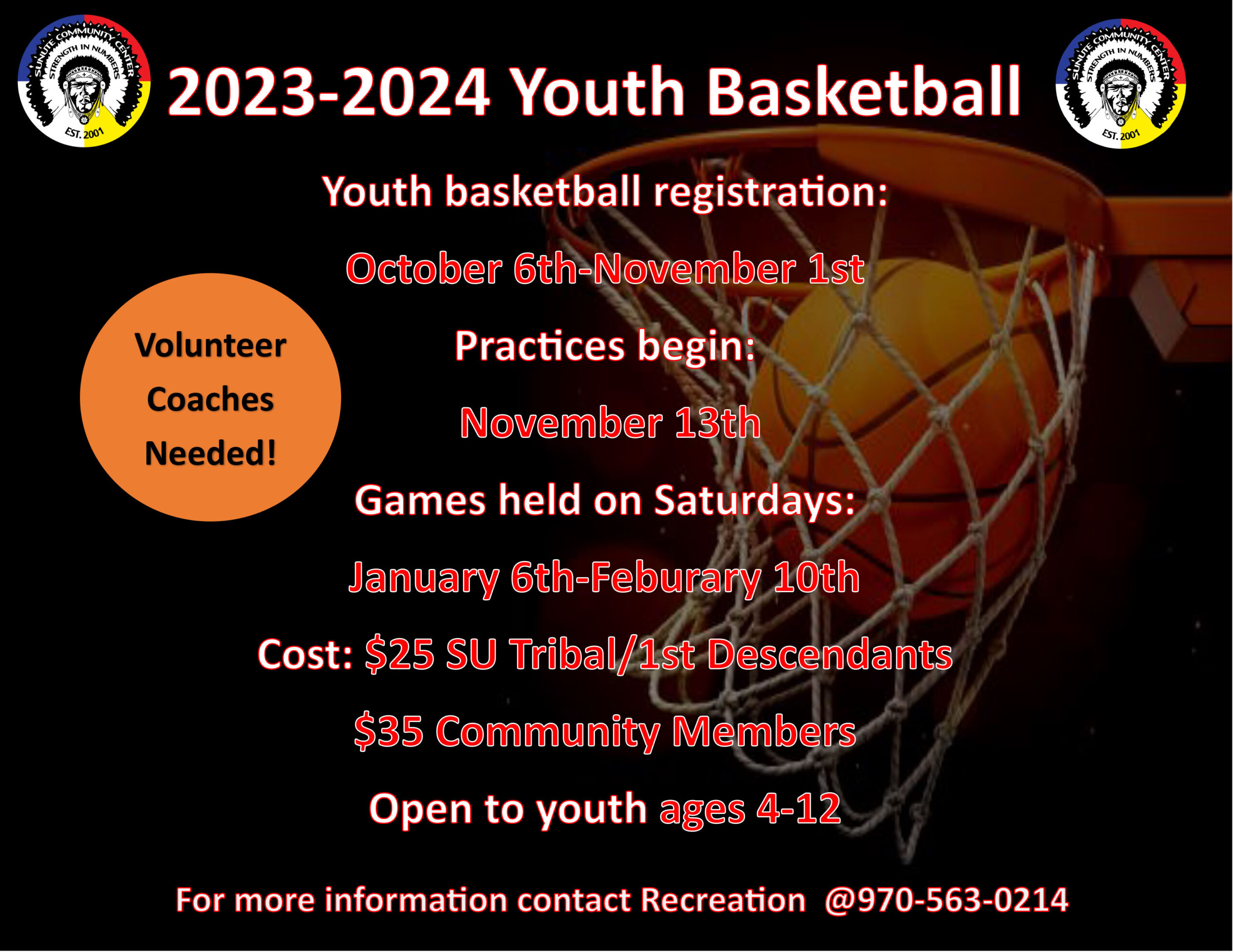 The Southern Ute Drum SunUte Youth Basketball Registration/Dates