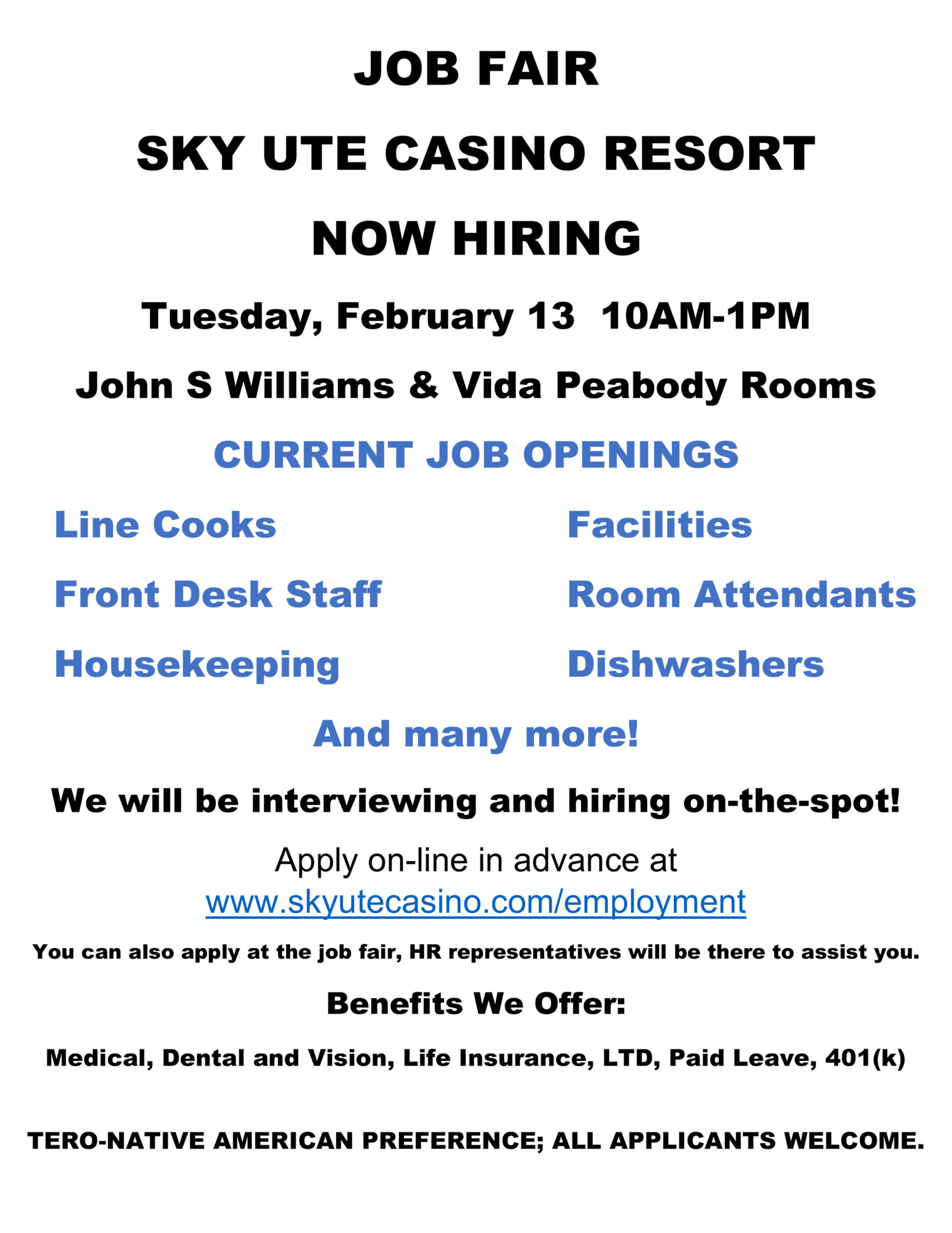 Sky Ute Casino Resort Job Fair The Southern Ute Drum