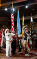 Thumbnail image of Southern Ute Veterans Association members — Raymond Baker (U.S. Navy Retired), Bruce Valdez (U.S. Army), Gordon Hammond (U.S. Marines), Bruce LeClaire (U.S. Army), the Association served alongside other Color Guards throughout the weekend during Florida’s largest annual powwow.